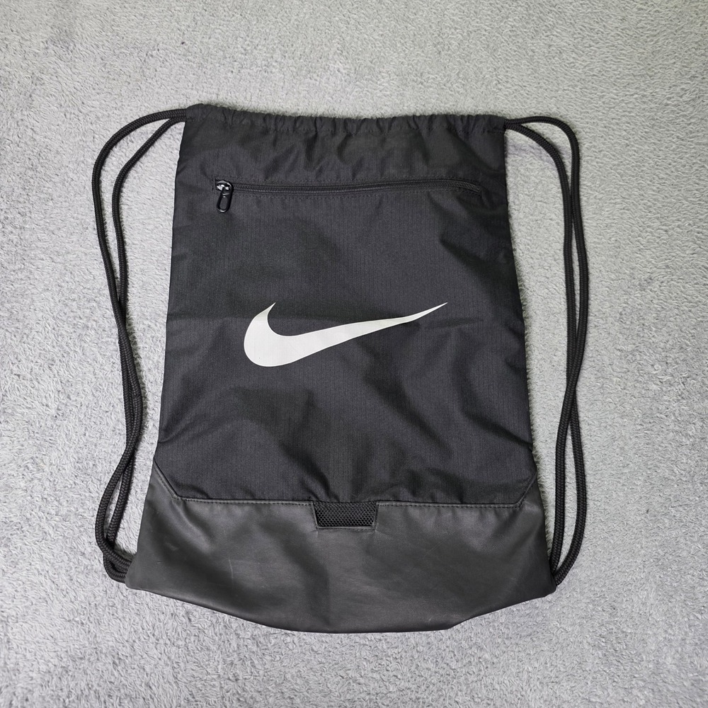 Nike Unisex OS Drawstring Backpack Black Swoosh Cinch Bag Gym Sack BA5262-015